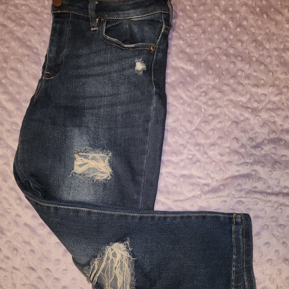 Soho NY&Co Distressed Curvy Cropped Legging Jeans Size 8